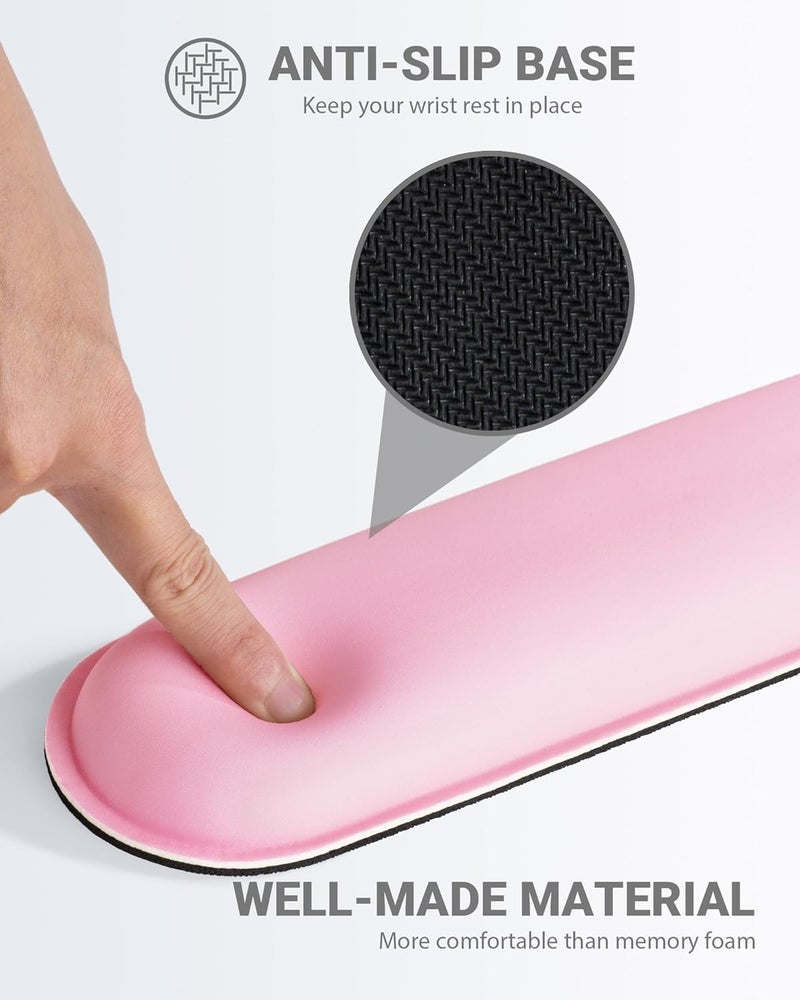 Laborio Ergonomic Mouse Pad Wrist Support Set, Memory Foam Keyboard Wrist Rest Set, Relieve Wrist Pain Keyboard Pad, Non-Slip Base Mousepad(Pink Set) - Image 5